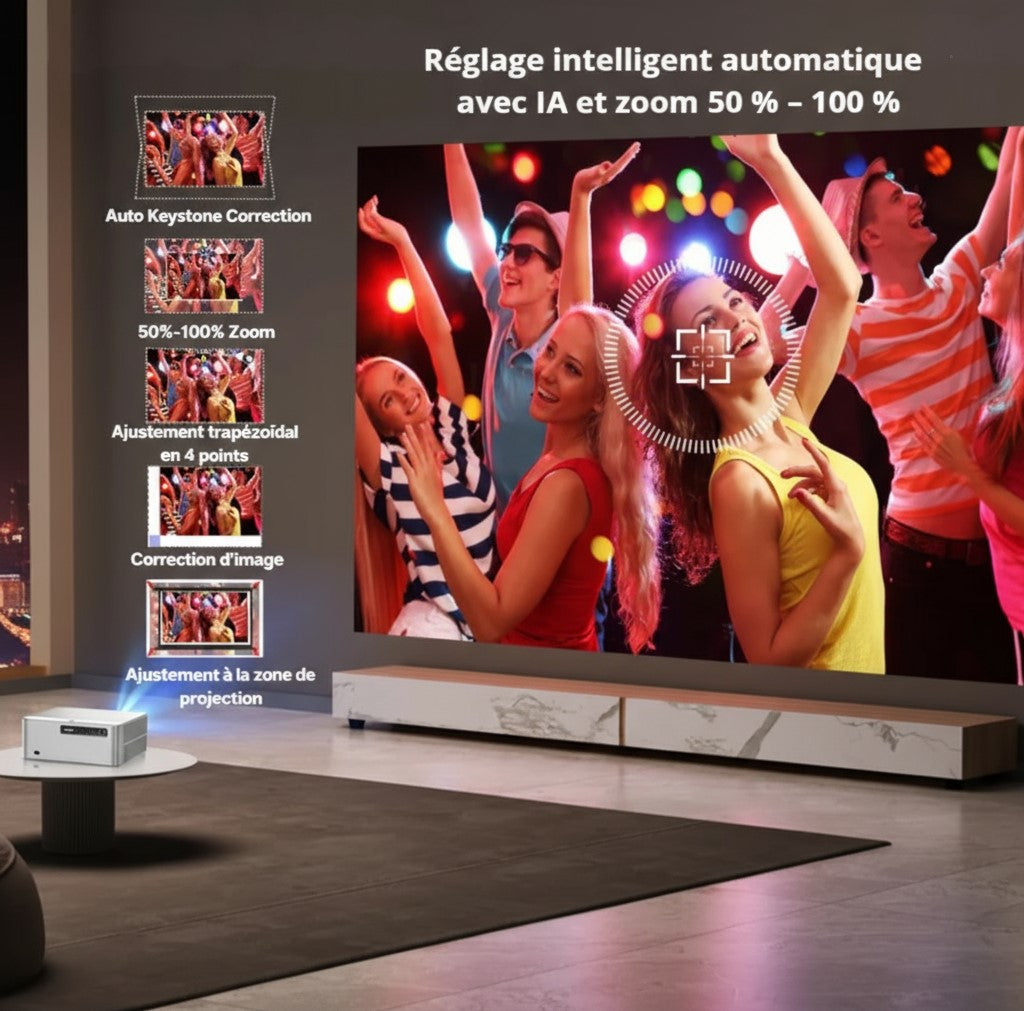 Vidéoprojecteur 4K WiFi6 Android Autofocus Full HD 1080P Home Cinéma