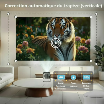 Vidéoprojecteur 4K 720P Mini WiFi6 Android Autofocus Rotation 180°
