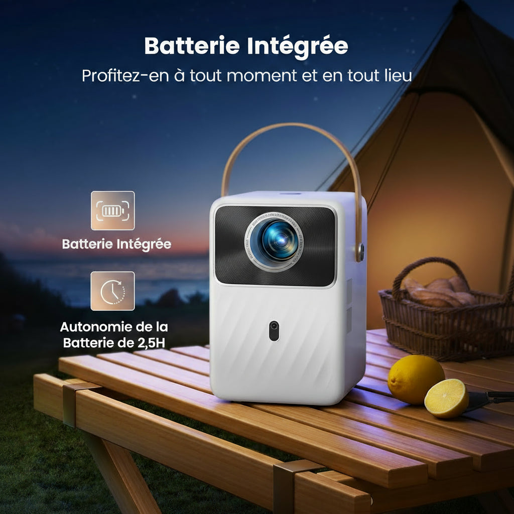 Vidéoprojecteur FHD 1080P Extérieur Batterie WiFi 5G Bluetooth Autofocus