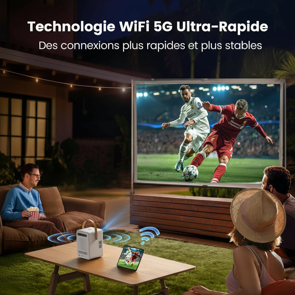Vidéoprojecteur FHD 1080P Extérieur Batterie WiFi 5G Bluetooth Autofocus
