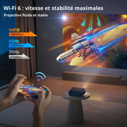 Vidéoprojecteur 4K WiFi6 Bluetooth 26000 Lumens Full HD Autofocus Portable